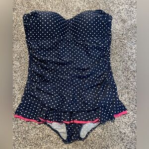 Mazu Navy Blue with White Polka Dots One Piece Swimsuit